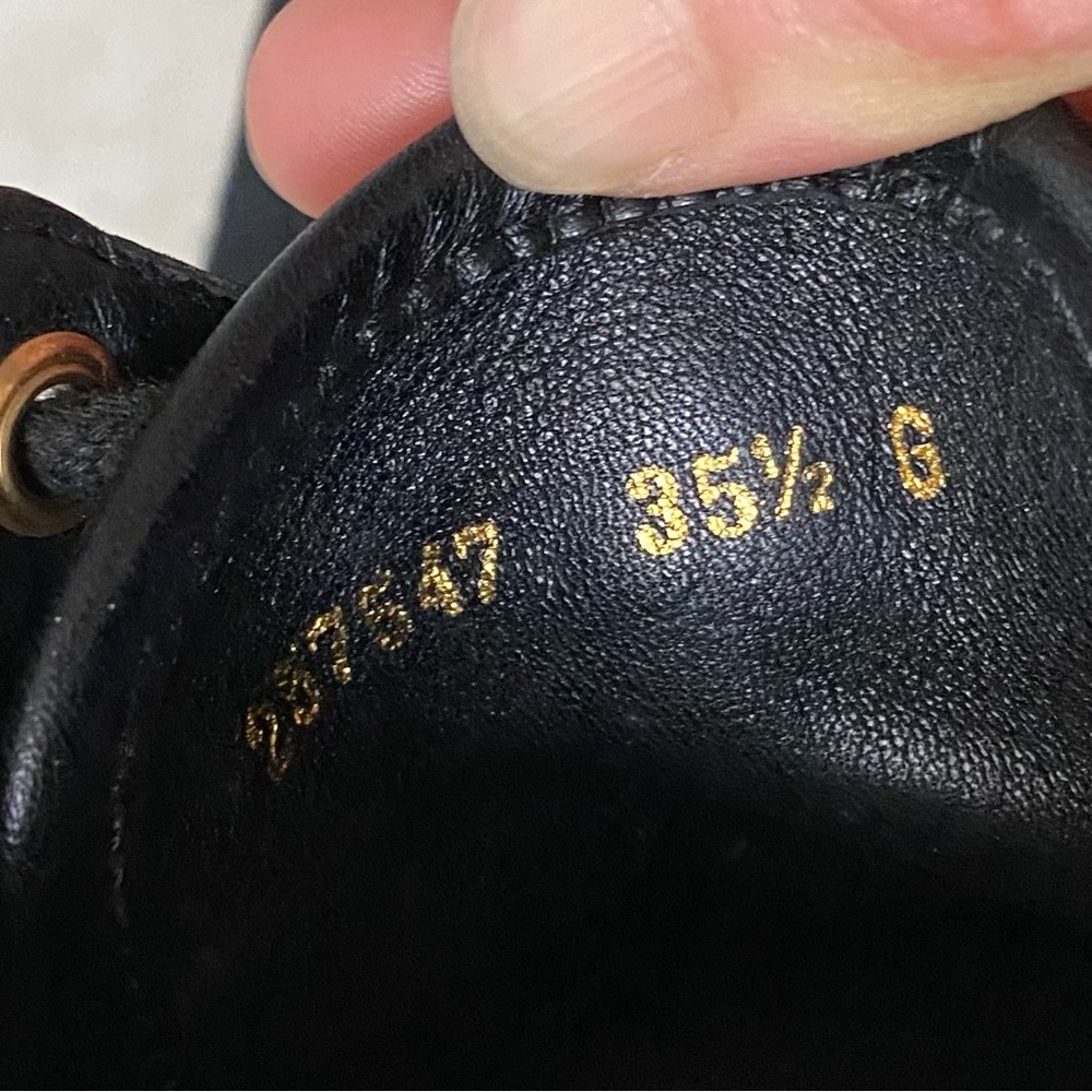 $985 Gucci Made in Italy GG Monogram Black Leather Canvas High Top Sneakers 5.5 - Picture 12 of 13